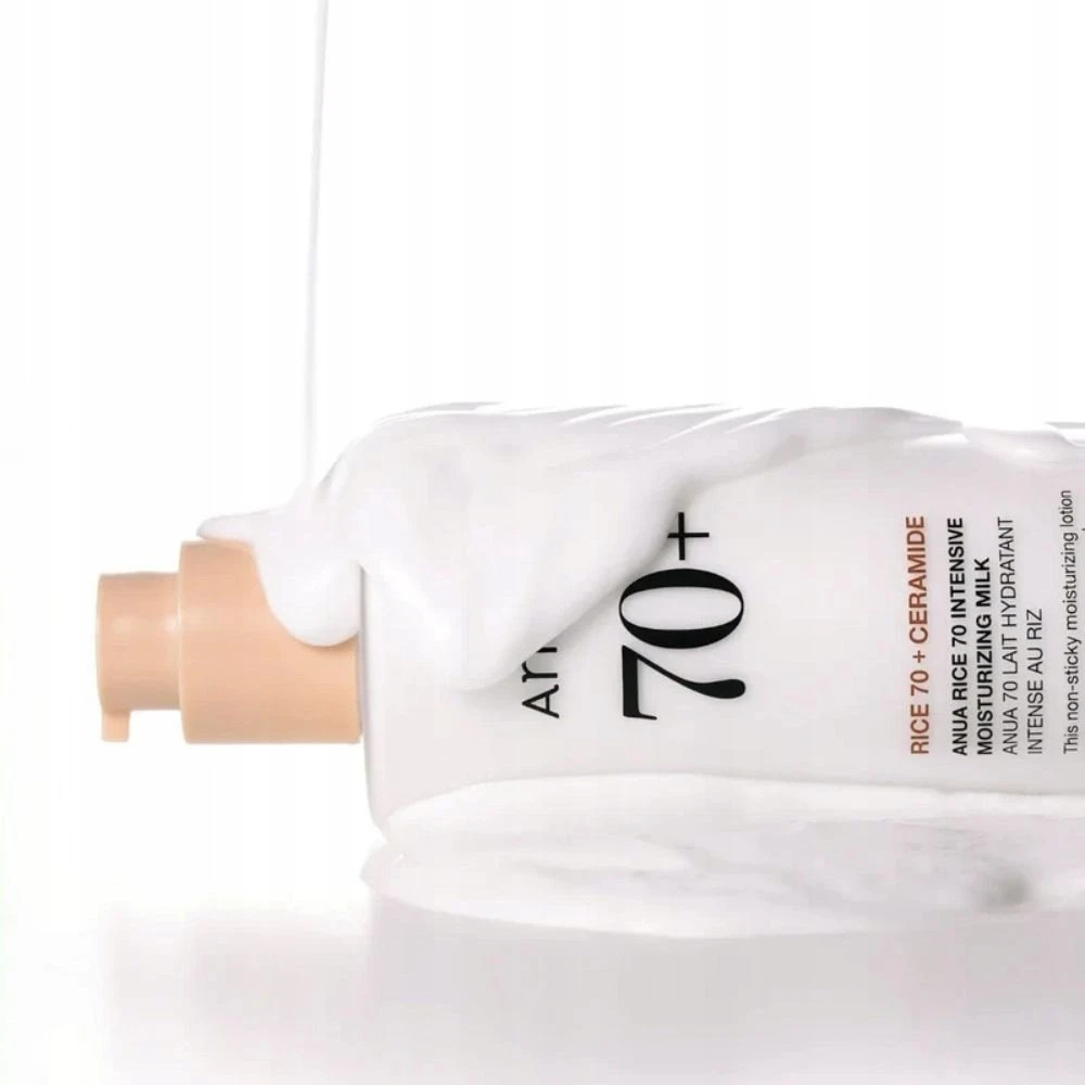 Anua Rice 70 + Ceramide Moisturizing Milk intensyviai drėkinantis veido losjonas su keramidais, 150 ml