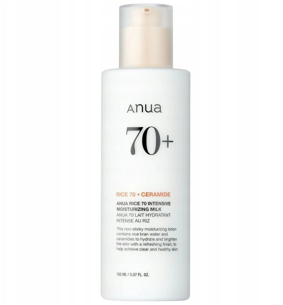Anua Rice 70 + Ceramide Moisturizing Milk intensyviai drėkinantis veido losjonas su keramidais, 150 ml