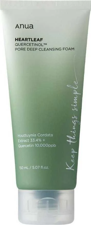 Anua Heartleaf Quercetinol Pore Deep Cleansing Foam Putojantis giliai poras valantis veido prausiklis, 150 ml