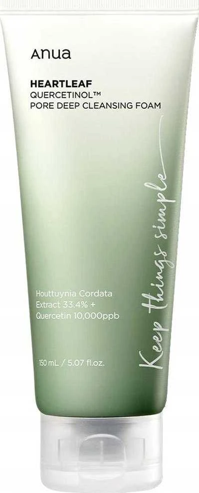 Anua Heartleaf Quercetinol Pore Deep Cleansing Foam Putojantis giliai poras valantis veido prausiklis, 150 ml