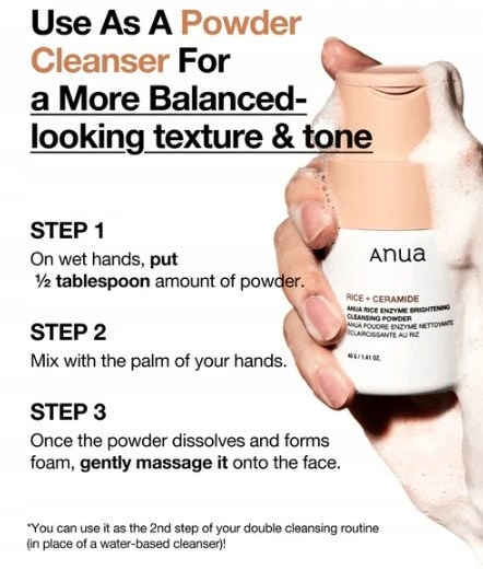 Anua Rice + Ceramide Enzyme Brightening Valomasis Pudra enziminė veido valomoji pudra, 40 g