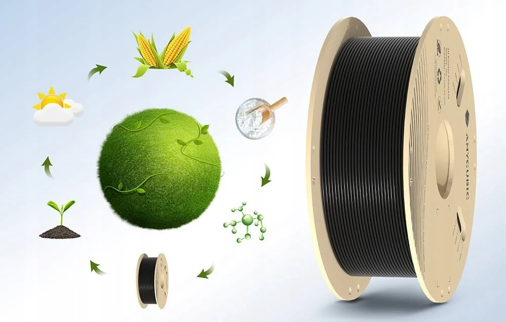 PLA Anycubic 1 KG Filament juodos spalvos