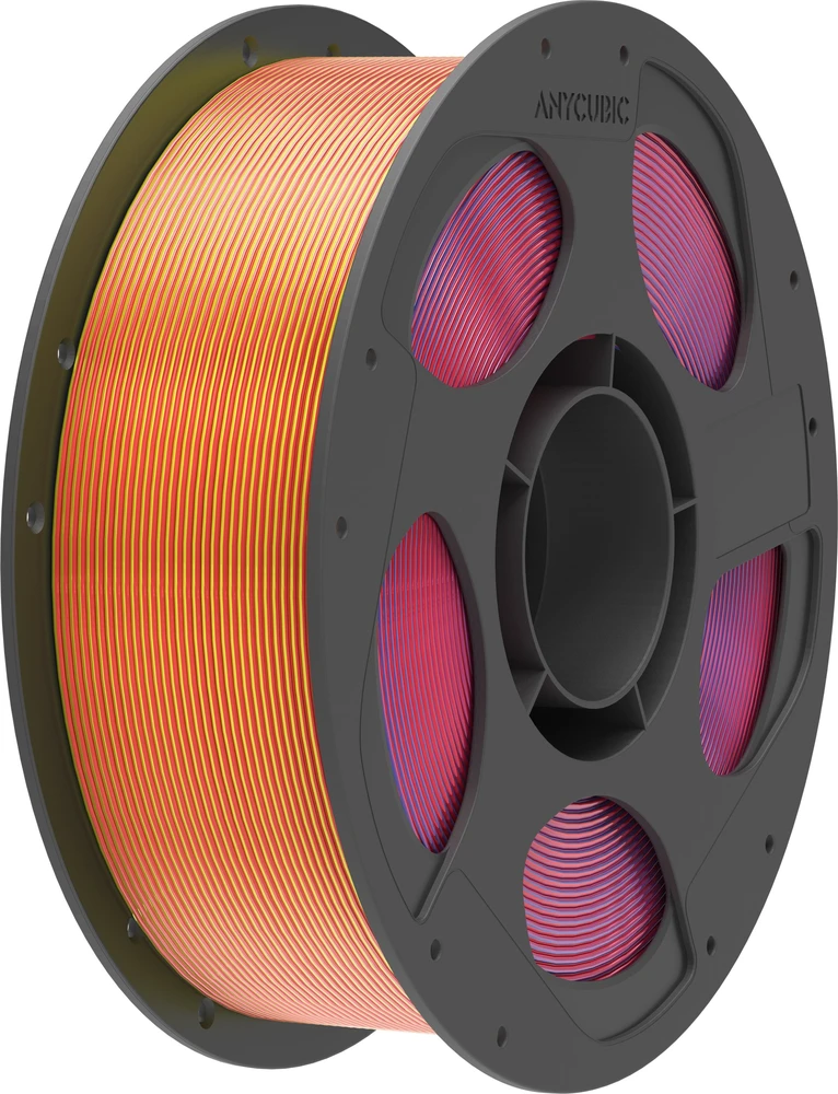 Anycubic PLA Silk Filament Tri-Color: Raudona Mėlyna Geltona (AHSC18-10)