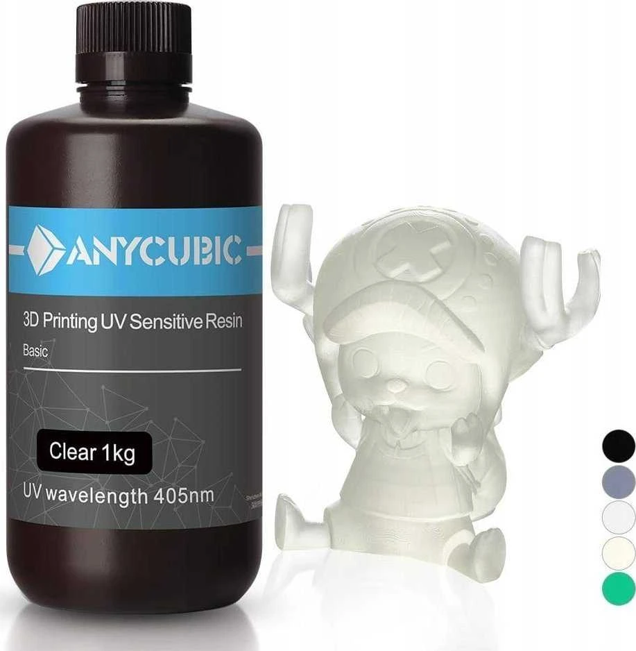 Anycubic 1kg skaidri UV derva su pavyzdine figūrėle