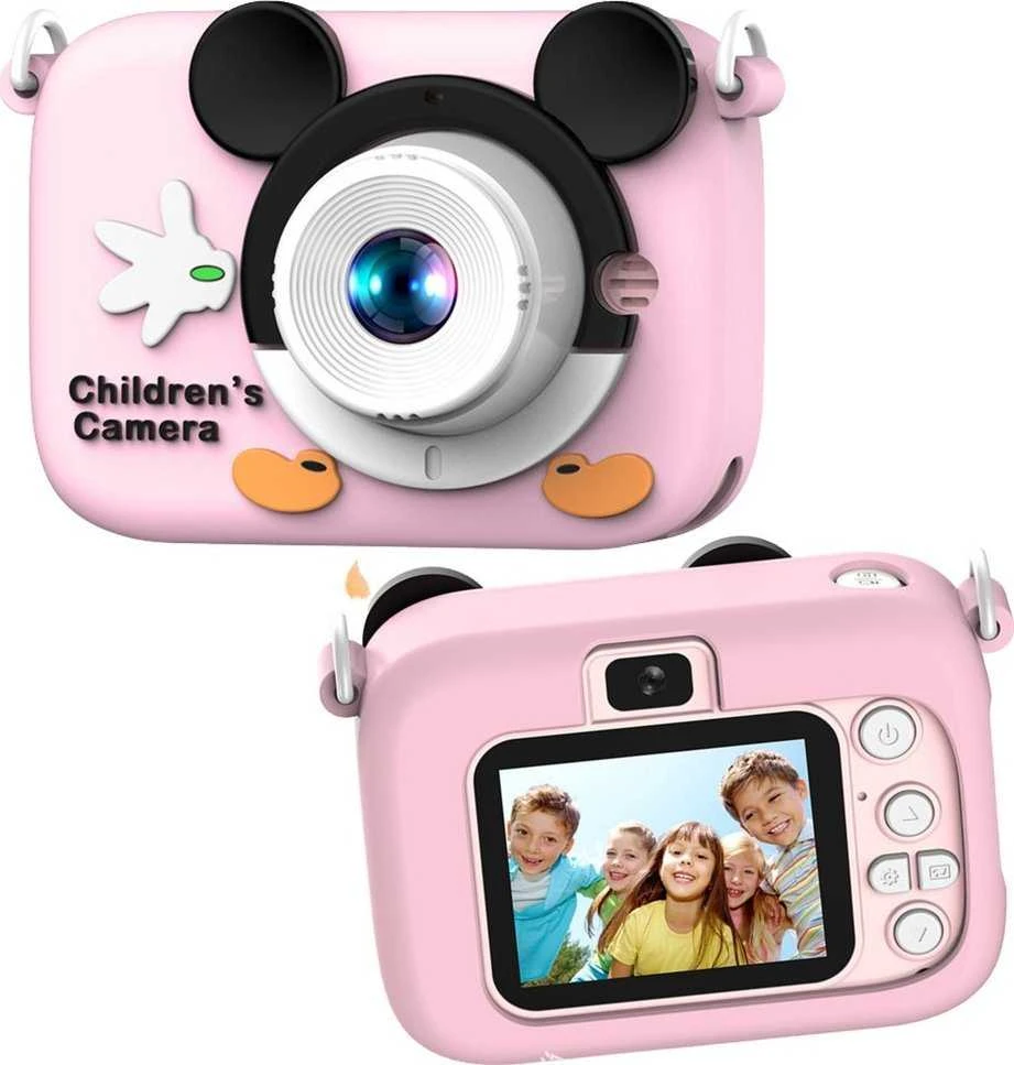 Lean Toys Vaikiškas skaitmeninis fotoaparatas „Rožinė Pelė“ 48 Mpx HD