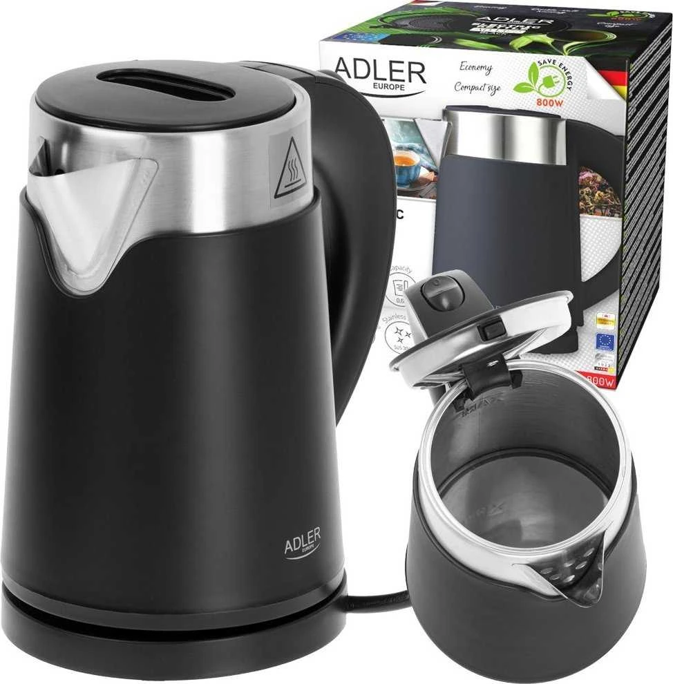 Adler | Virdulys | AD 1372 | Electric | 800 W | 0.6 L | Plastic/Nerūdijantis plienas | 360° rotational base | Juodas