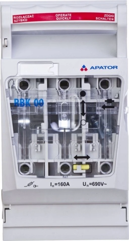 Apator Saugiklio jungiklis 160A RBK 00 W /tilto gnybtai 4-50mm2/ 63-823333-141