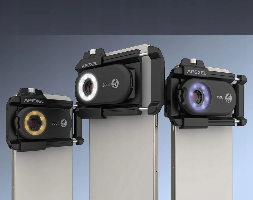 Apexel 3x Lens SKAITMENINIS MIKROSKOPAS 200x 150x 100x CPL filtras telefono telefonui / APL-MS3IN1
