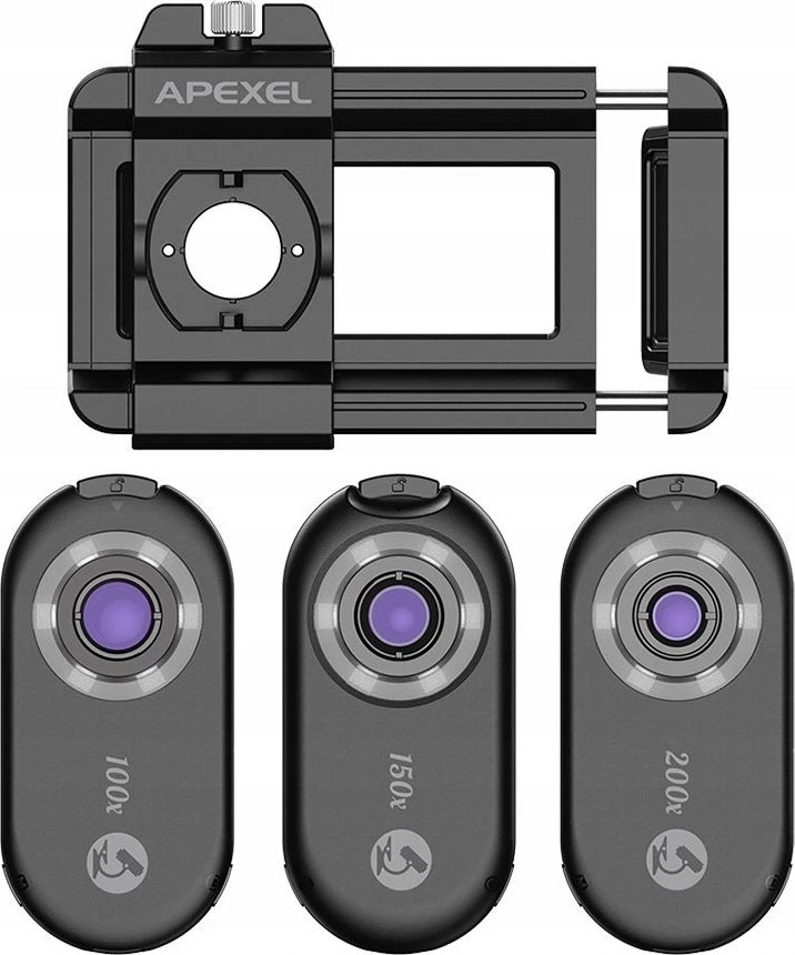 Apexel 3x Lens SKAITMENINIS MIKROSKOPAS 200x 150x 100x CPL filtras telefono telefonui / APL-MS3IN1