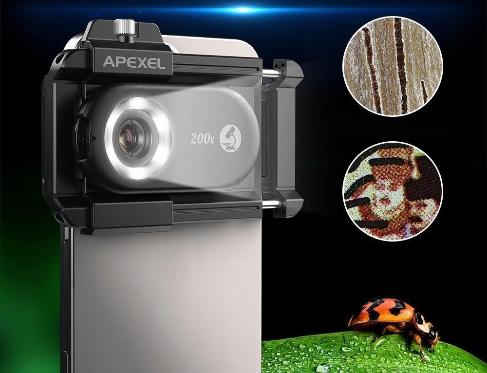Apexel 3x Lens SKAITMENINIS MIKROSKOPAS 200x 150x 100x CPL filtras telefono telefonui / APL-MS3IN1