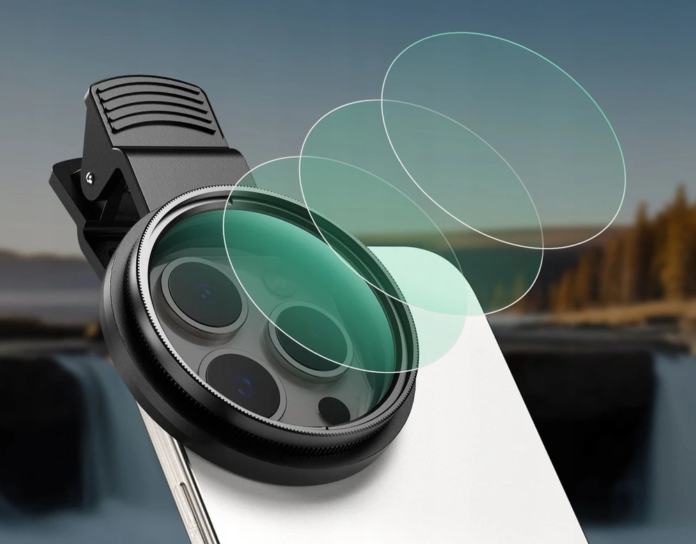 Apexel Objektyvo filtras CPL poliarizacinis 52 mm telefonui išmaniesiems APEXEL + KLIPS / APL-52-CPL