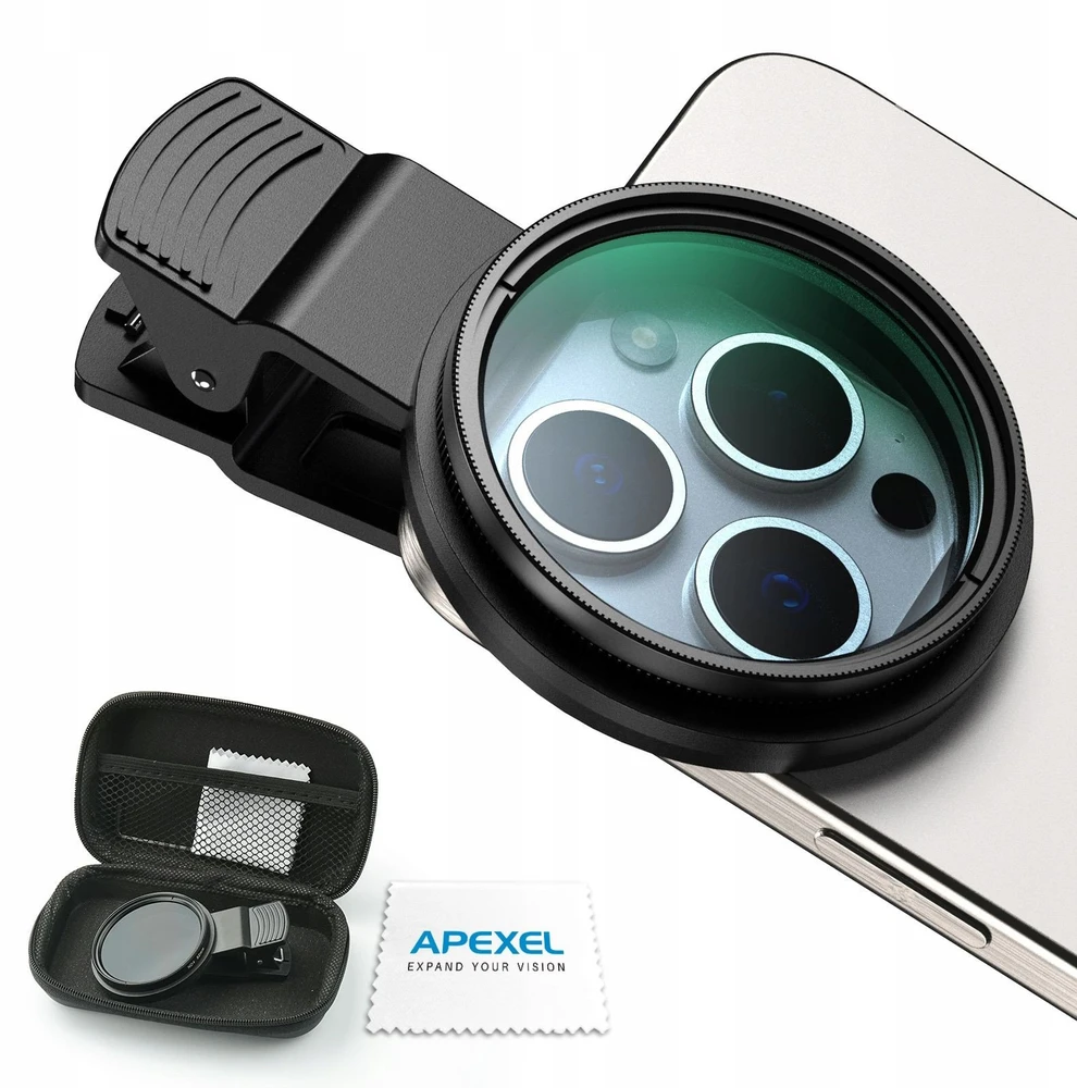 Apexel Objektyvo filtras CPL poliarizacinis 52 mm telefonui išmaniesiems APEXEL + KLIPS / APL-52-CPL
