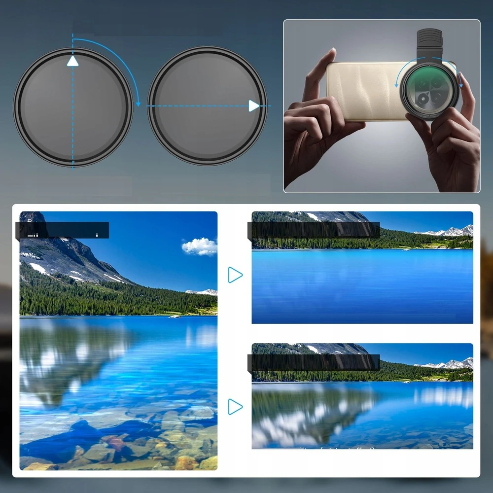 Apexel Objektyvo filtras CPL poliarizacinis 52 mm telefonui išmaniesiems APEXEL + KLIPS / APL-52-CPL