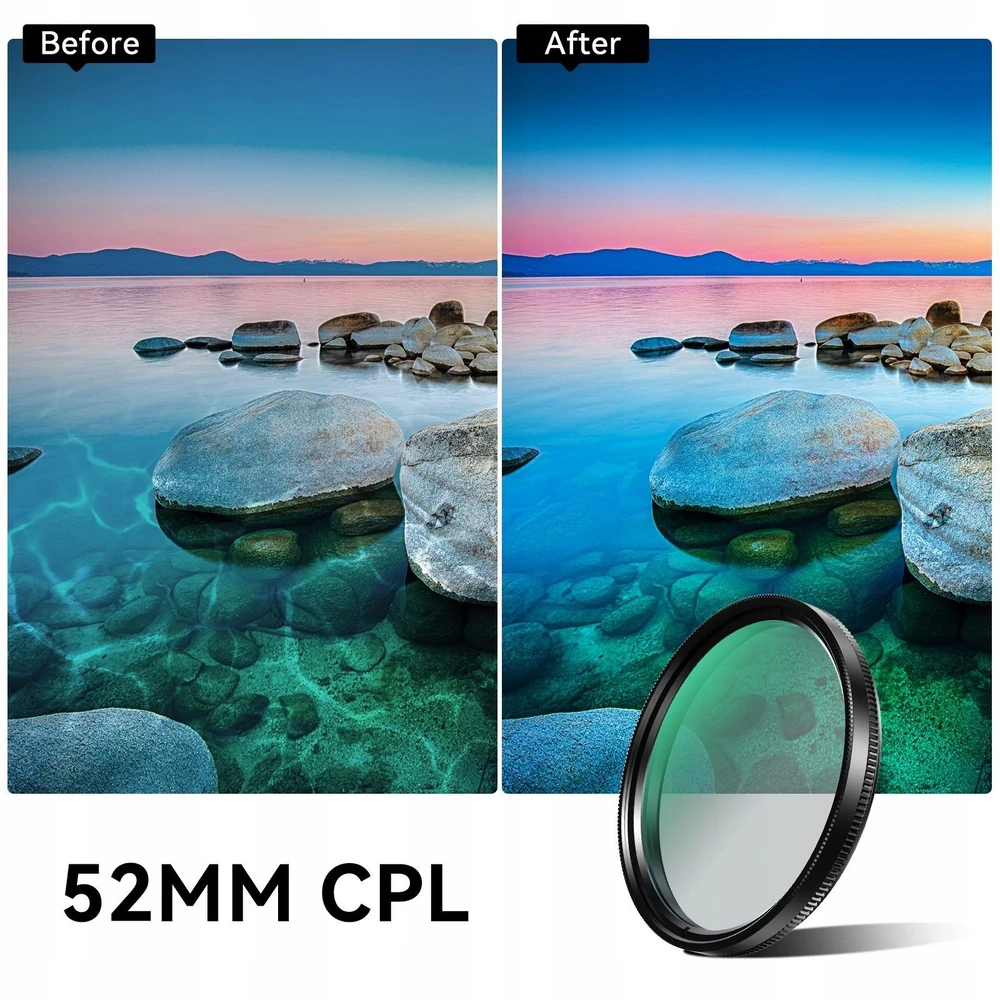Apexel Objektyvo filtras CPL poliarizacinis 52 mm telefonui išmaniesiems APEXEL + KLIPS / APL-52-CPL