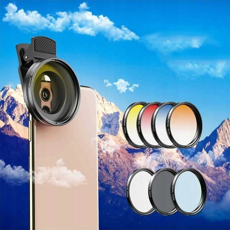 „Apexel Rinkinys“ filtrai 7in1 filtrai Cpl Nd32 Star pusės filtrai telefonams / išmaniesiems telefonams / APL-52UV-7G