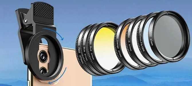 „Apexel Rinkinys“ filtrai 7in1 filtrai Cpl Nd32 Star pusės filtrai telefonams / išmaniesiems telefonams / APL-52UV-7G