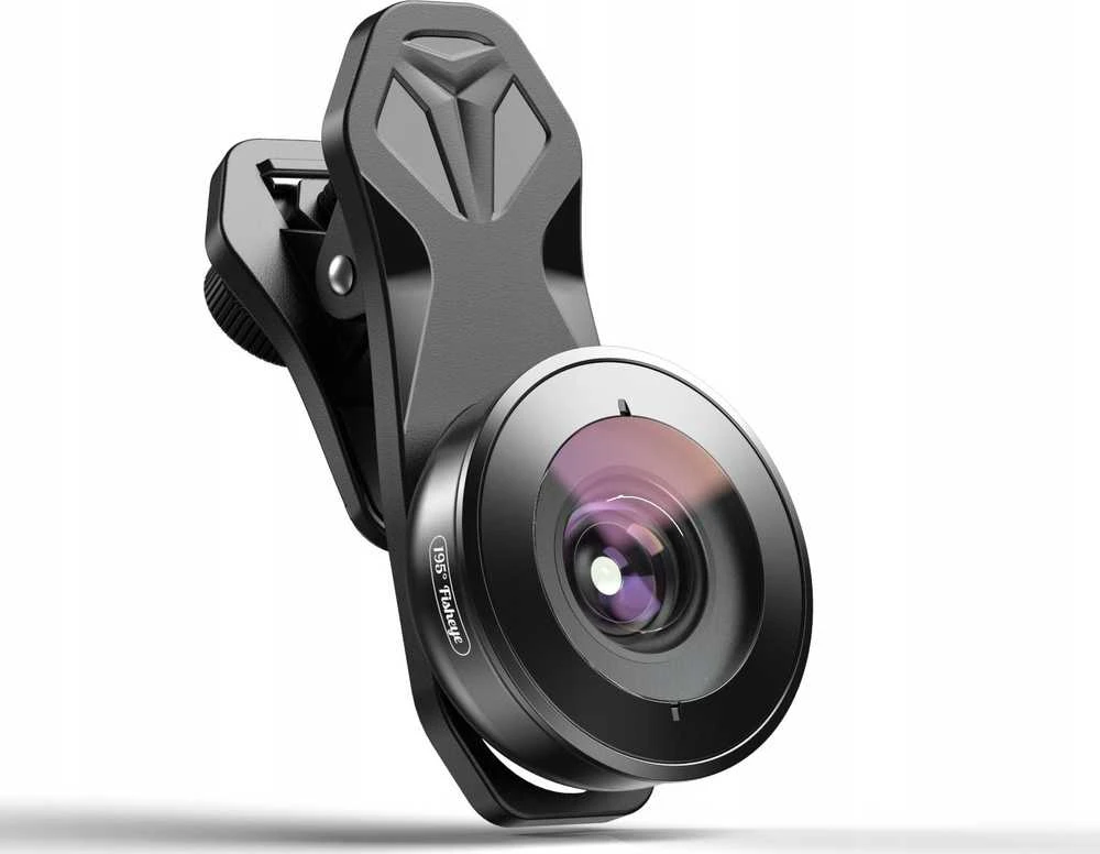 Fotoaparato Objektyvas - Apexel APL-HB195F Fish Eye Lens 195° Matymo Kampas Universalus Klipas
