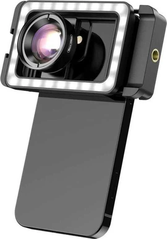 Apexel makro objektyvas, skirtas telefono išmaniajam telefonui 100 mm HD + LED lempa 40 / Cri 95+ / Apl-hb100fl23