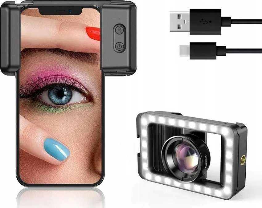 Apexel makro objektyvas, skirtas telefono išmaniajam telefonui 100 mm HD + LED lempa 40 / Cri 95+ / Apl-hb100fl23