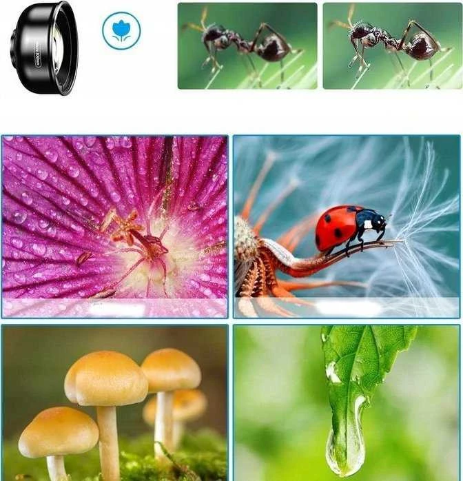 Apexel makro objektyvas, skirtas telefono išmaniajam telefonui 100 mm HD + LED lempa 40 / Cri 95+ / Apl-hb100fl23