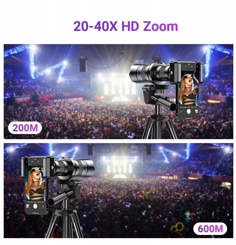 Apexel Objektyvas Tele Zoom Focus Optinis 20-40x + Trikojis Telefonui Smartfonui / Apl-20-40xjj029 (SB11890)