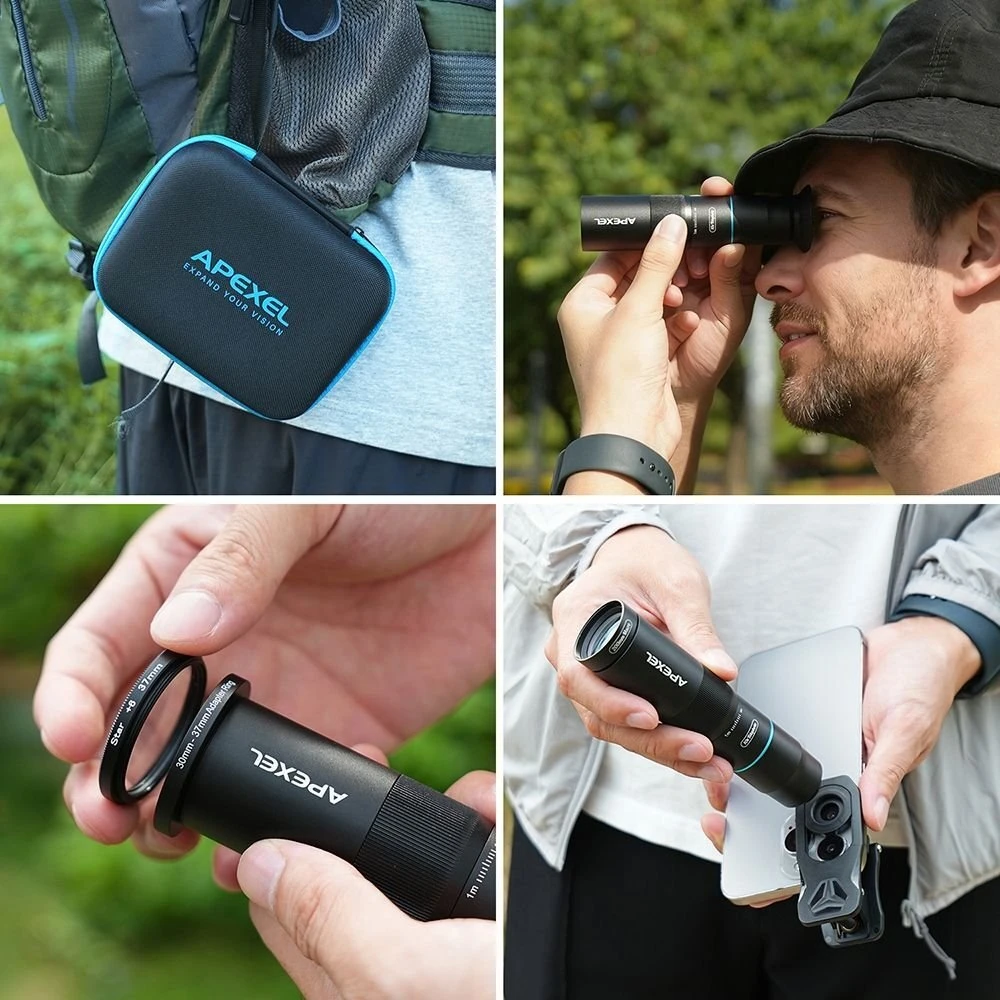 Apexel Objektyvas Zoom Tele 10x + Makro 200mm išmaniesiems telefonams / / Apl-tm10 (SB11886)
