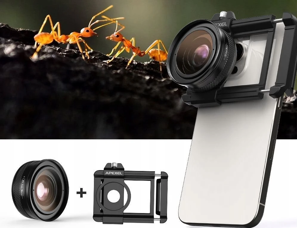 „Apexel Super Macro“ objektyvas HD 10–20 kartų priartinimas išmaniesiems telefonams / „Apl-zm100“