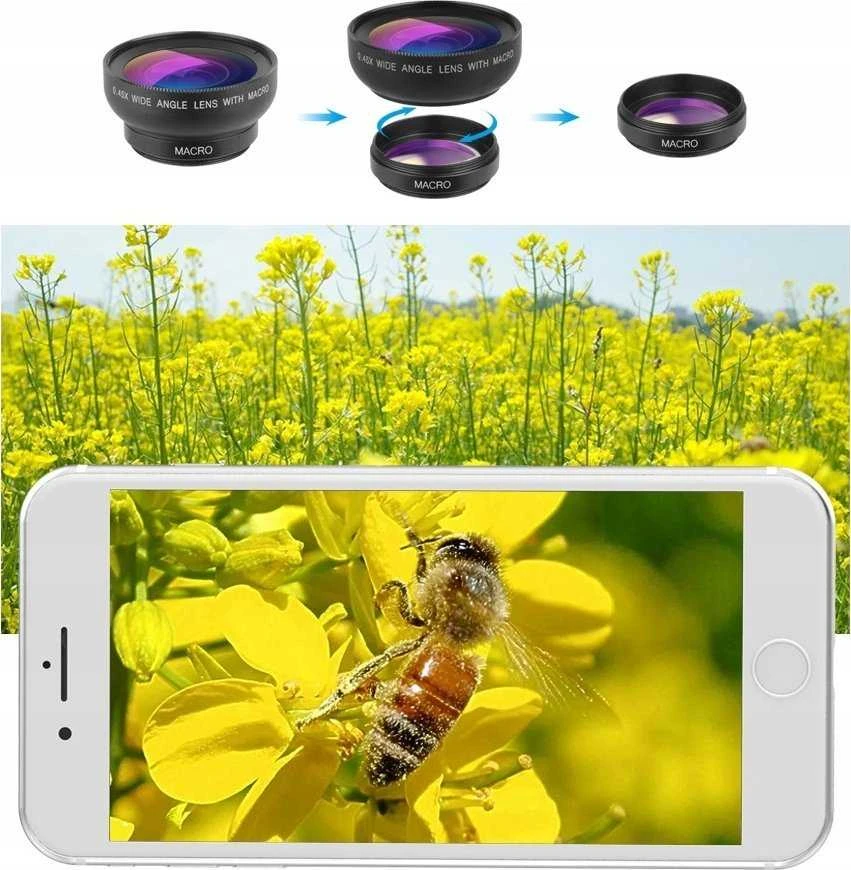 Apexel rinkinys 2in1 objektyvo makro filtras 12,5x ir platus kampas 0,45x, skirtas telefonui / Apl-0,45wm