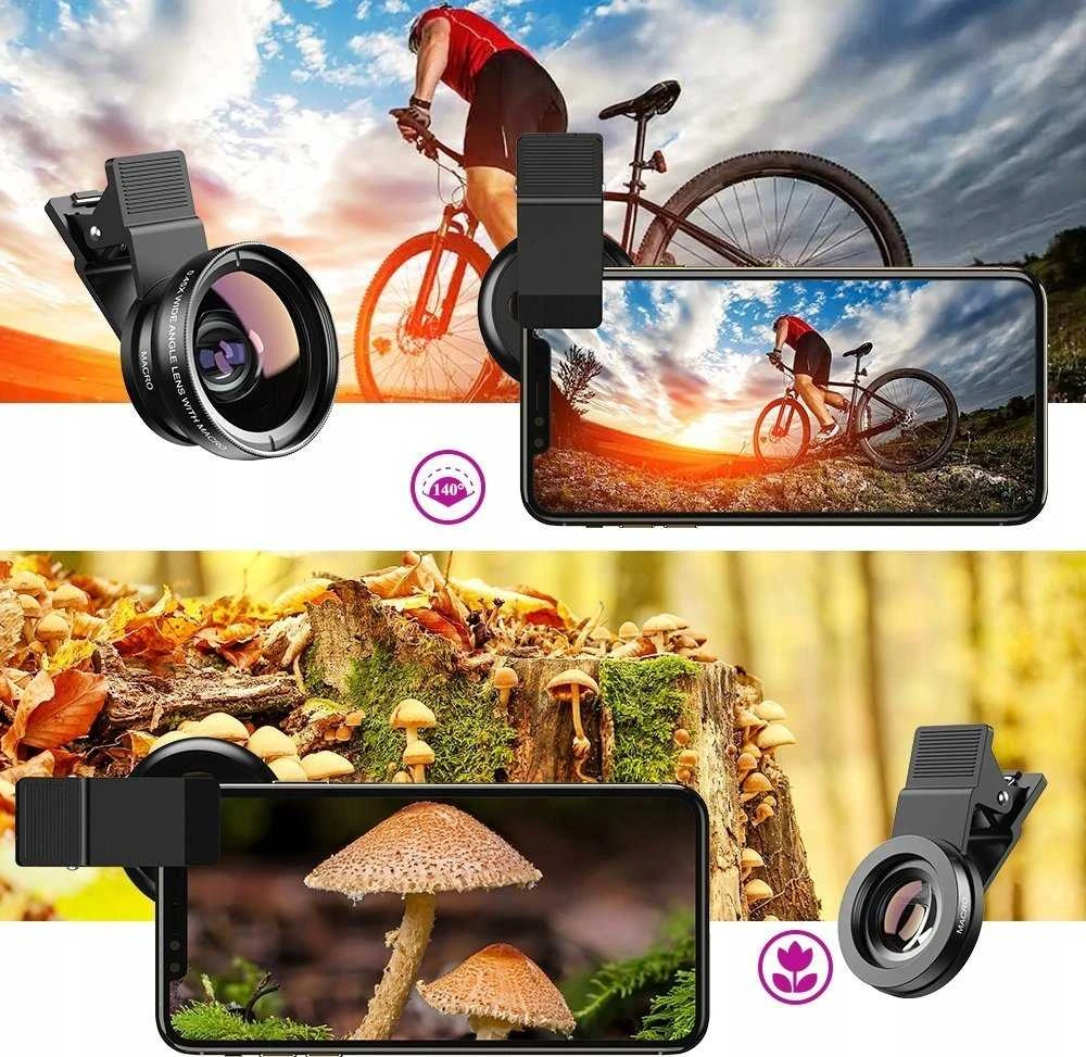 Apexel rinkinys 2in1 objektyvo makro filtras 12,5x ir platus kampas 0,45x, skirtas telefonui / Apl-0,45wm