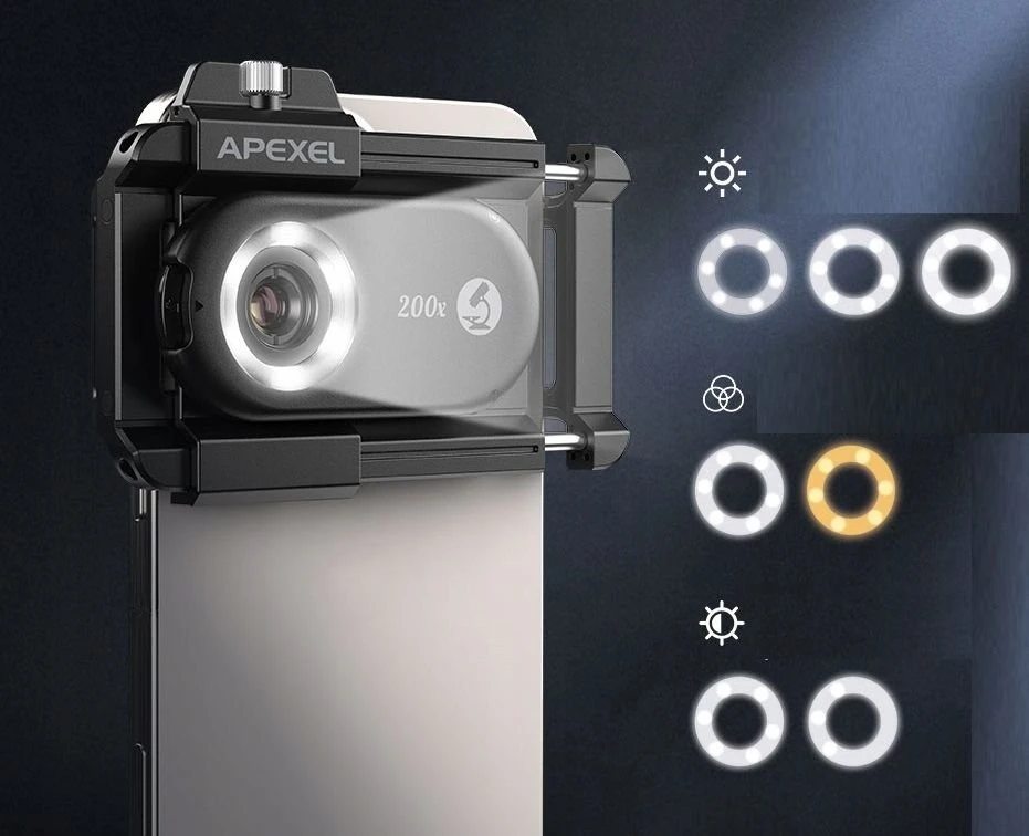 Mobilus Telefonas Mikroskopas - Apexel APL-MS200 200x Didinimas su LED Šviesa