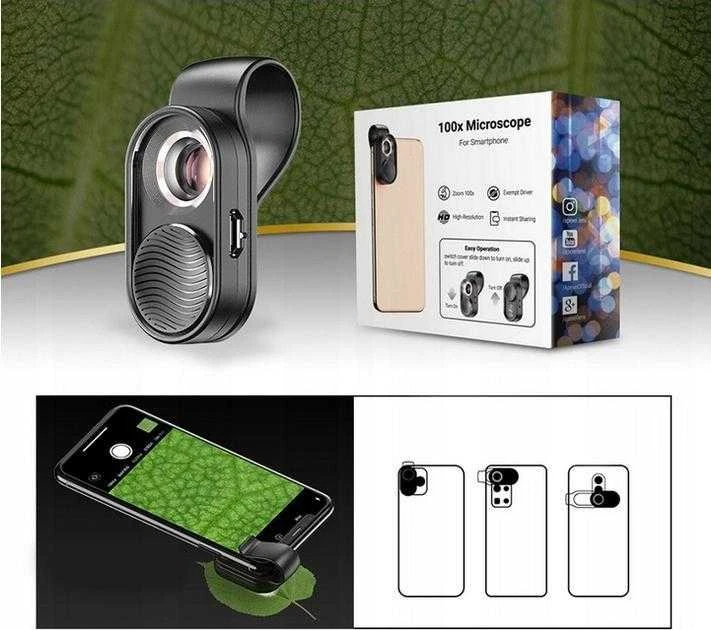 Apexel Skaitmeninis mikroskopo lęšis telefonui / 100x priartinimas / ALP-ms001