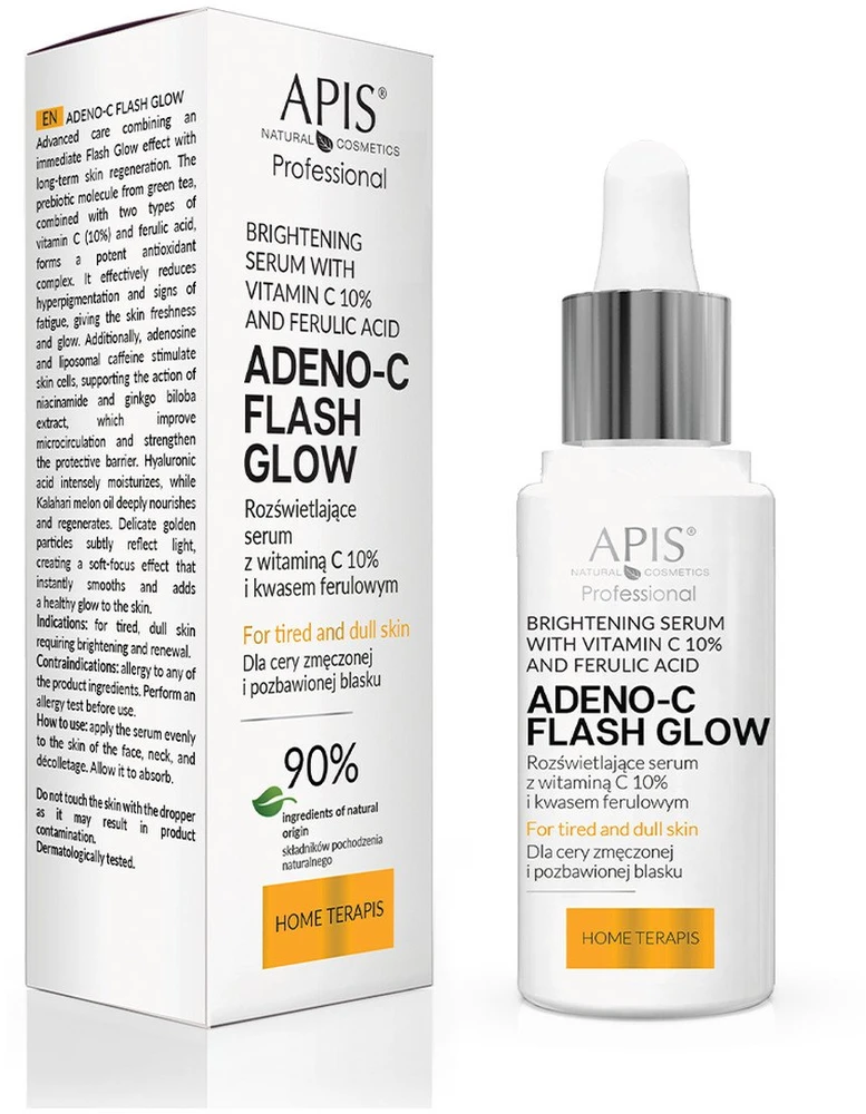 Apis Adeno-C Flash Glow skaistinamasis veido serumas su vitaminu C ir ferulo rūgštimi 30 ml