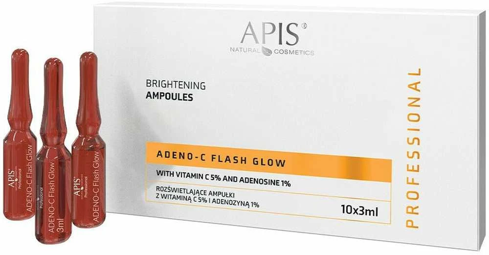 Apis Adeno-C Flash Glow švytinčios veido ampulės su vitaminu C ir adenozinu, 10 x 3 ml