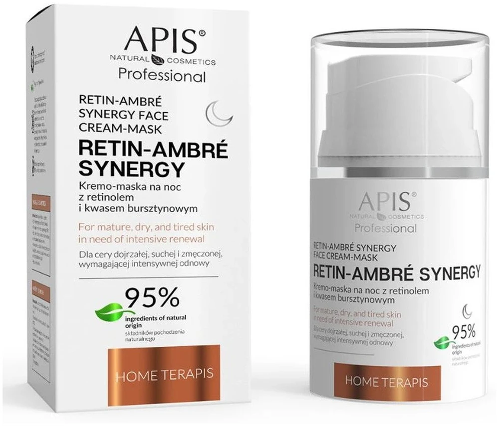 Apis Apis Retin - Ambre Synergy Kremo-Maska Na Noc Z Retinolem I Kwasem Bursztynowym 50ml