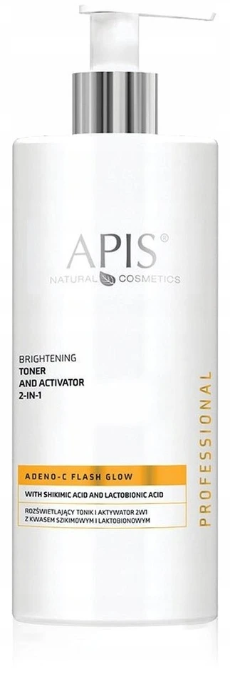 Apis Adeno-C Flash Glow 2 viename skaistinamasis tonikas ir aktyvatorius su šikimikos ir laktobioninėmis rūgštimis, 500 ml