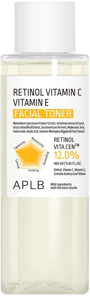 APLB Retinol Vitamin C Vitamin E Facial Toneris veido tonikas, 160 ml