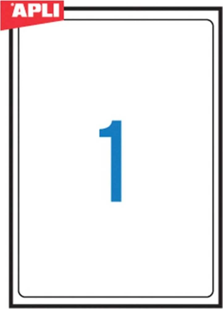Lipnios etiketės Apli, A4, 199.6x289mm, 1 etiketė lape, 100 lapų, baltos spalvos