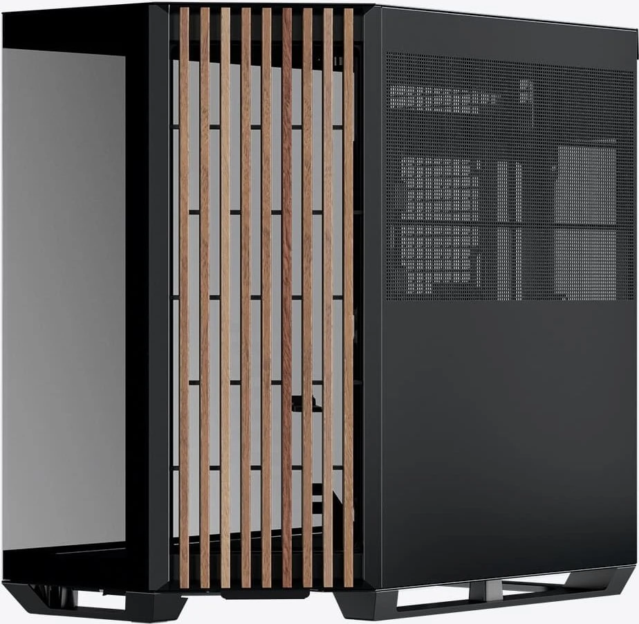 APNX V1 PC-kompiuterio korpusas, Midi-Tower, ATX, Tempered Glass – Holz, juodos spalvos