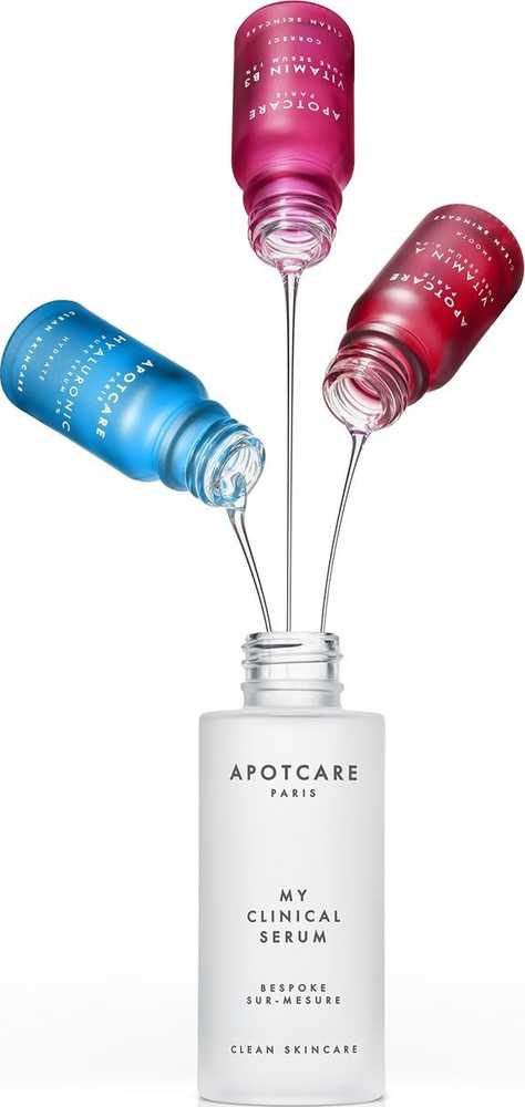 Mano klinikinis serumų rinkinys „Apotcare“: vitamino B3 serumas veidui nuo paraudimo, 10 ml + vitamino A retinoidinis serumas veidui nuo raukšlių, 10 ml + hialurono rūgštis. Dieninis ir naktinis serumas veidui nuo senėjimo, 10 ml.