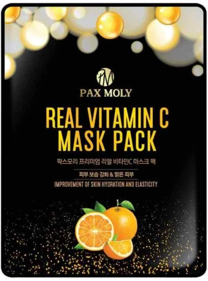 Apot.Care PaxMoly, Real Vitamin C, Brightening & Anti-Aging, Sheet Mask, Face, Day & Night, 25 ml For Women