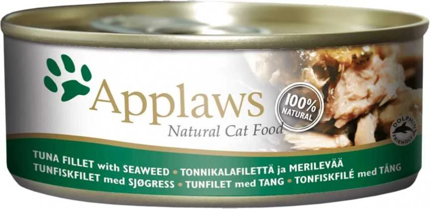 APPLAWS Tuna Fillet with Seaweed in Broth – šlapias kačių maistas – 70g