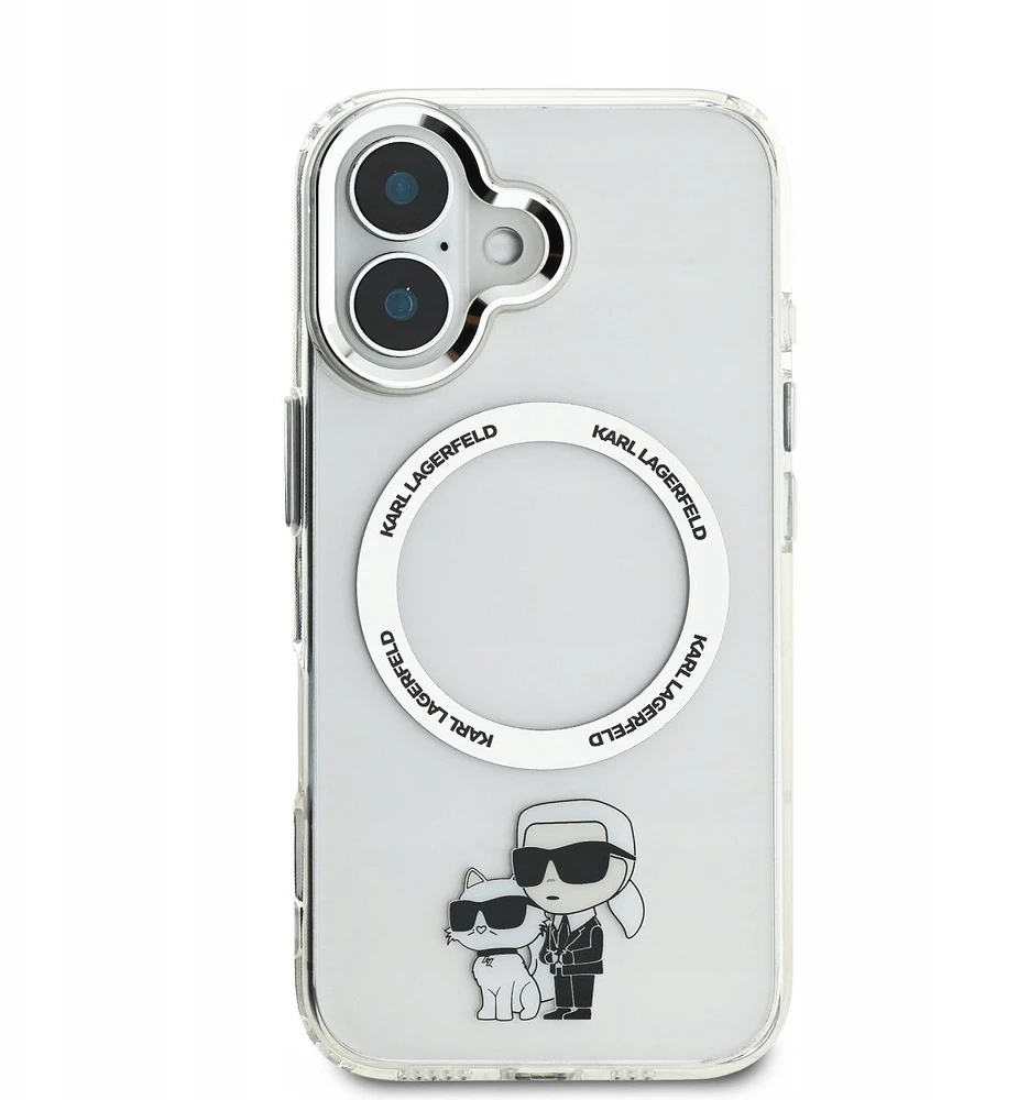 Karl Lagerfeld IML Karl and Choupette MagSafe Apple iPhone 16 dėklas telefonui skaidrus