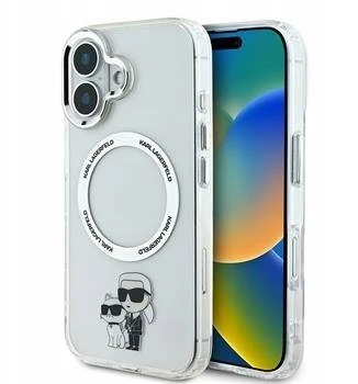 Karl Lagerfeld IML Karl and Choupette MagSafe Apple iPhone 16 dėklas telefonui skaidrus