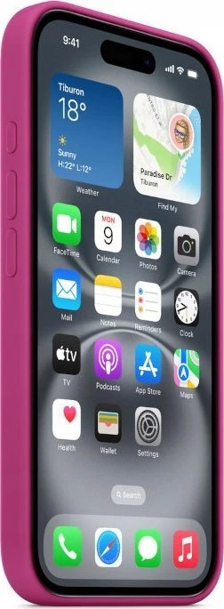 Apple iPhone 16 Pro Max Silikoninis dėklas with MagSafe - Fuchsia