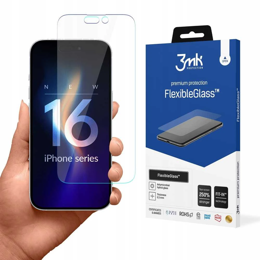 3MK „FlexibleGlass“ hibridinis stiklinis sijonas „Apple“ ir „iPhone 16 Pro Max“ telefonams