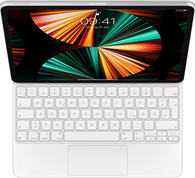 Apple Magic Keyboard, skirtas iPad Air 13 colių (2026) M4 / (2025) M3 / (2024) M2 / iPad Pro 12.9 (2018/2020/2021/2022) – QWERTZ / DE – Balta