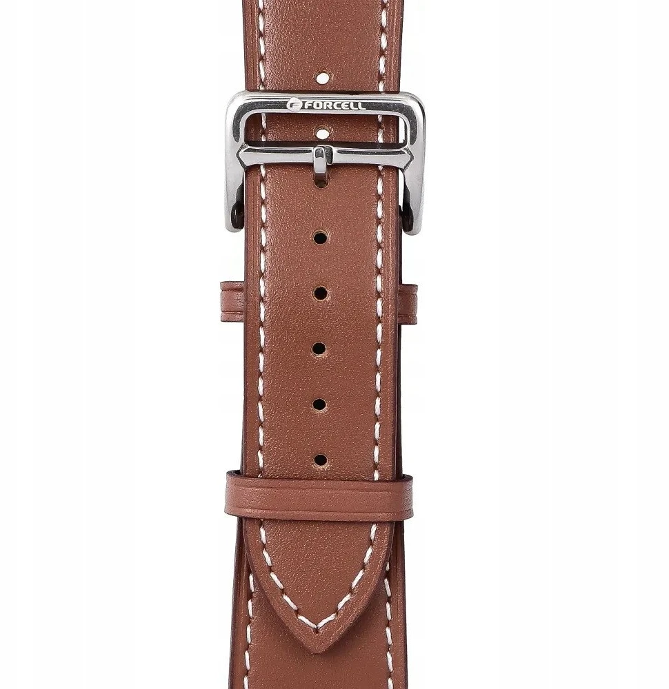 „Apple Watch“ dirželis „Forcell F-Design FA20“ su skylutėmis, dirbtinės odos, 42/44/45/49 mm, rudas
