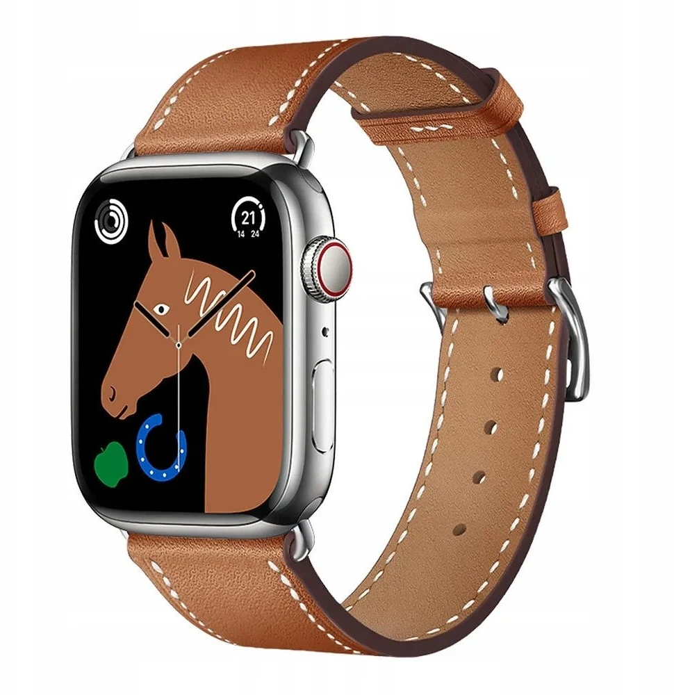 „Apple Watch“ dirželis „Forcell F-Design FA20“ su skylutėmis, dirbtinės odos, 42/44/45/49 mm, rudas
