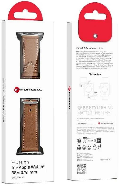 „Apple Watch“ dirželis Forcell F-Design FA20 skylučių dirbtinės odos 38/40/41 mm rudas