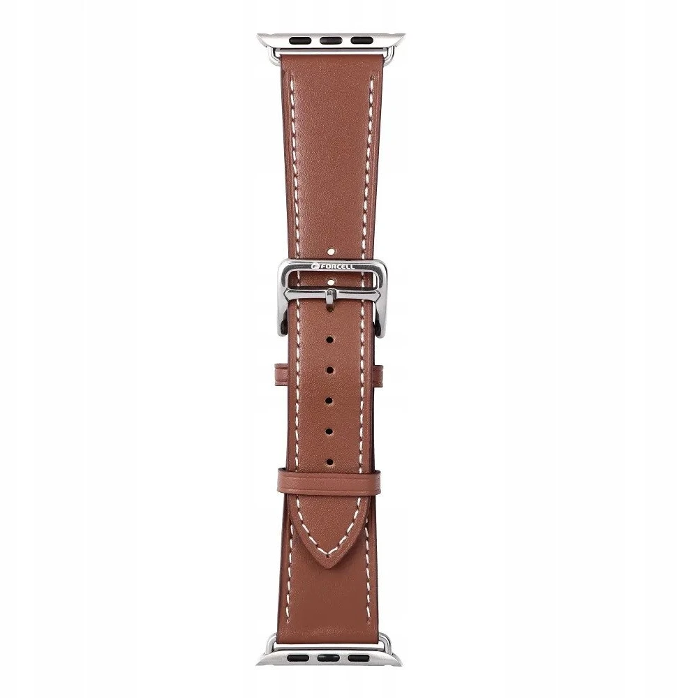 „Apple Watch“ dirželis „Forcell F-Design FA20“ su skylutėmis, dirbtinės odos, 42/44/45/49 mm, rudas